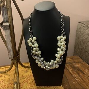 Vera Wang Faux Pearl, Rhinestone, Silver Bracelet and Necklace Set